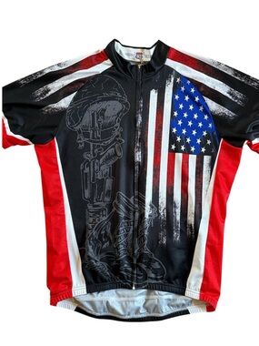 HONOR THE FALLEN” USA FLAG MENS CYCLING BIKING LIGHTWEIGHT JERSEY SIZE LARGE
